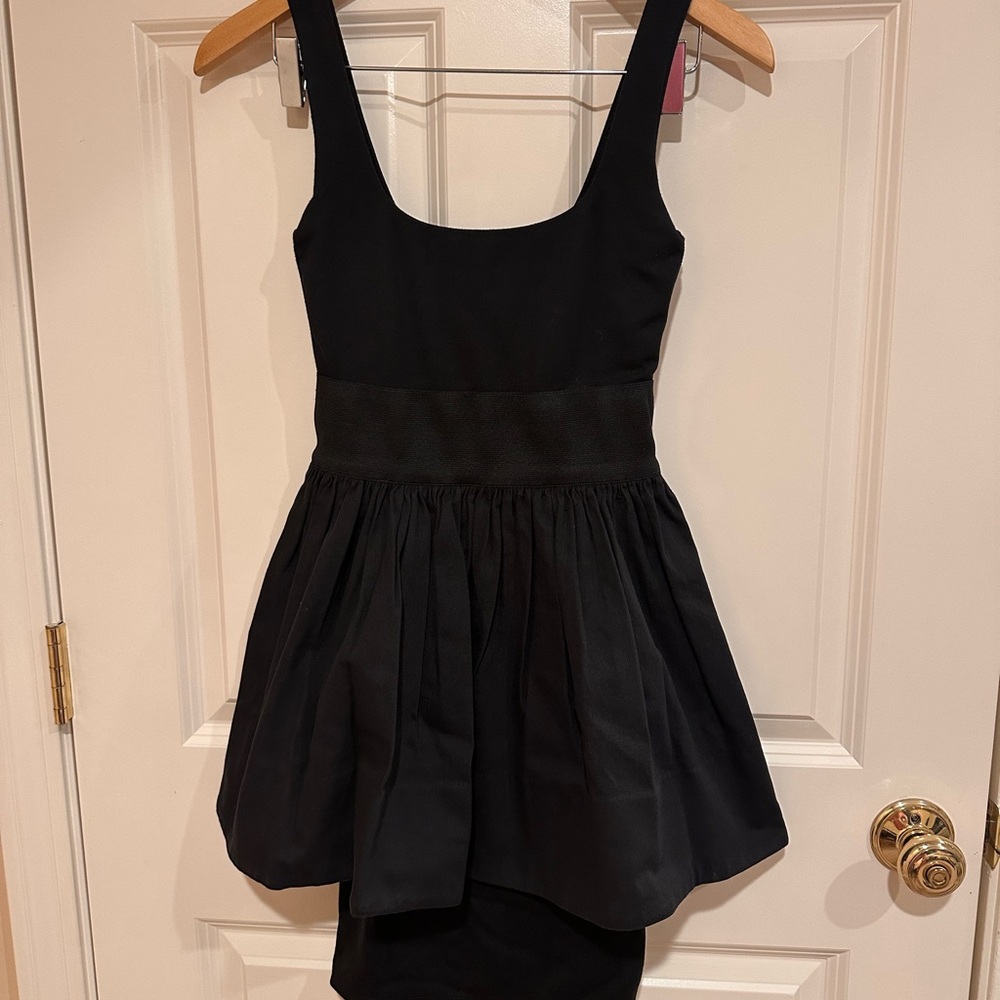 Aqua Black Pleated Fit and Flare Mini Dress